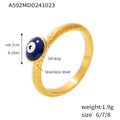 Blue Evil Eye Oil Drip Rings Hammered Band Gold Steel Multi Size view 6