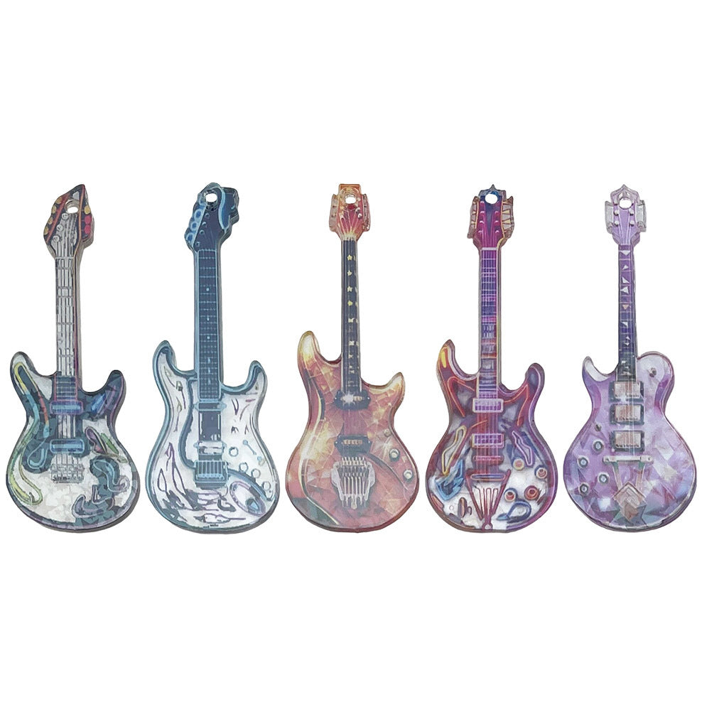 Acrylic Colorful Guitar Double Sided Charm Pendant for Earrings Keychain DIY Jewelry