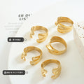 Wavy Sculptural Open Ring Gold And Steel Tone Metal view 2