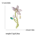 Slender Stem Enamel Flower Brooch in Pink and Purple view 7