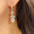 Silver Tone Square Marquise Pear Drop Huggie Earrings view 3