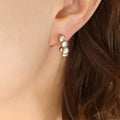 Beaded Ball C Shape Stud Hoop Earrings Gold And Steel Tone view 7
