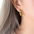 Double Hoop Crystal Earrings in Red Clear or Pearl Styles view 4