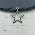 Silver-Tone Star Charm Pendant Open Solid Styles Two Sizes view 3