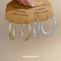Gold Tone Textured Double Hoop Geometric Statement Earrings view 1