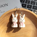 Flocked Bear Rabbit Koala Figure Drop Earrings 5 Styles view 10