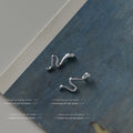 Silver Tone Wavy Squiggle Abstract Stud Earrings For Women view 4
