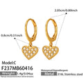 Gold Tone Pave Heart Drop Hoop and Leverback Earrings view 7