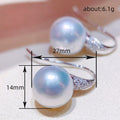 Silver Hook Faux Pearl Drop Earrings Clear Pave Caps view 4