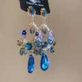 Colorful Crystal Floral Teardrop Statement Earrings in Three Styles view 6