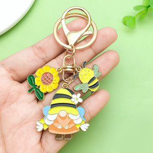 Bee and Honeycomb Enamel Charm Keychains in 33 Gold-Tone Designs