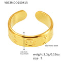 Gold Open Band Rings Textured Embossed Assorted Size 7 view 7