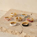 Enamel and Crystal Open Rings in Seven Gold Tone Color Styles view 2