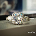 Silver Tone Three Stone Ring With Round Clear Center view 2