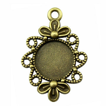 Bow Detail Round Cabochon Connector Trays in Two Finishes