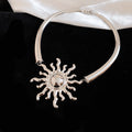 Sculpted Sun Pendant Collar Necklace in Gold and Silver Tones view 6