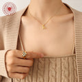 Cursive Letter H Pendant Necklace In Gold Rose Or Steel view 3