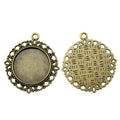 Looped Lace Round Cabochon Pendant Trays in Two Finishes view 2