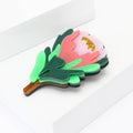 Layered Pink and Green Acrylic Botanical Flower Brooch view 2