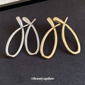 Polished Open Teardrop Crossover Stud Earrings Fashion Jewelry view 2