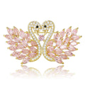 Double Swan Rhinestone Brooch in Four Colors Decorative Lapel Pin view 1