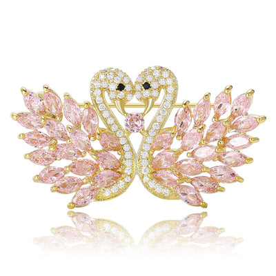 Front view of the double swan brooch