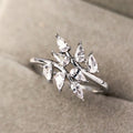 Leaf Marquise Clear Stone Spray Ring Gold White Metal view 3