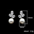 Marquise Leaf And Pearl-Like Drop Stud Earrings In Two Tones view 5
