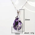 Silver Tone Purple Teardrop Crystal Pendant Necklace view 5