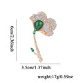 Gold Tone Ginkgo Leaf Crystal Metal Brooch Pin for Jackets and Lapels view 2