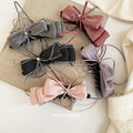 Satin Ribbon Bow Banana Hair Clips Rhinestone Center Four Colors view 3