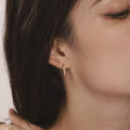 Gold Steel Faux Pearl Drop and Zircon Huggie Hoop Earrings Collection view 4