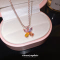Crystal Butterfly Pendant Necklaces in Four Colors view 3
