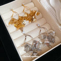 Gold Tone Open Filigree Leaf Cluster Statement Drop Earrings view 2