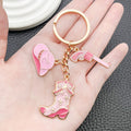 Pink-Led Western Cowboy Hat Boot and Pistol Keychain Pair view 2