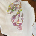 Pink Purple Glass Flower Double Layer Bead Necklace view 4