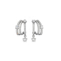 Silver Crystal Triple Hoop Star Drop Earrings Decorative Jewelry view 5