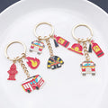 Red Fire Truck Extinguisher Helmet and Flame Keychains view 3