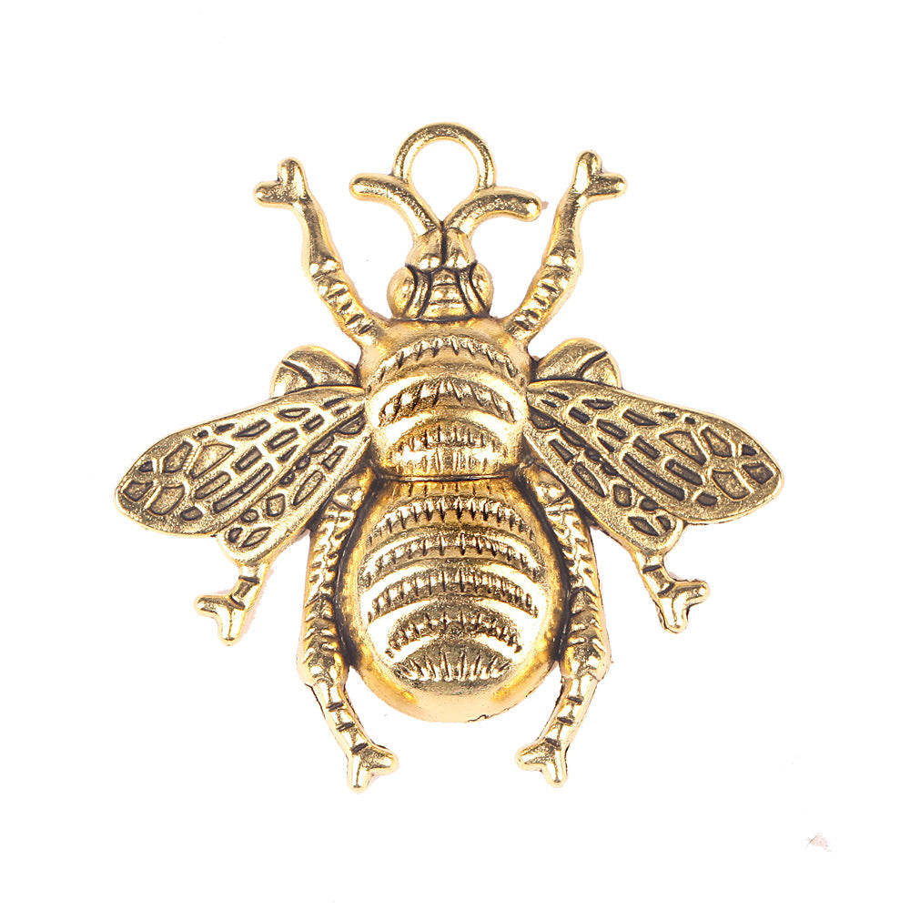 Vintage Alloy Bee Keychain Pendant 45mm for DIY Jewelry