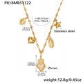 Sacred Heart Multi Charm And Bow Necklace Gold Steel view 7