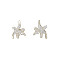 White Crystal Flower Branch Stud Earrings Decorative Jewelry Pair view 5