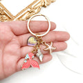 Pink and Blue Mermaid Dolphin Shell and Starfish Keychains view 3