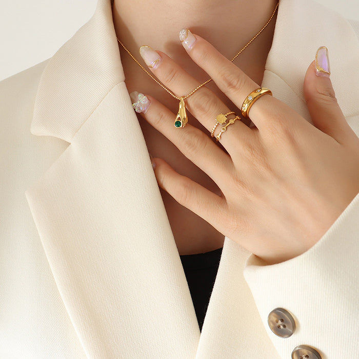 Gold Hand Holding Green Zircon Pendant Ball Chain Necklace