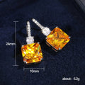 Square Solitaire Long Drop Earrings In Clear Or Yellow view 5