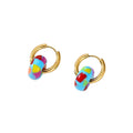 Gold Tone Small Hoop Earrings with Irregular Acrylic Loops view 5