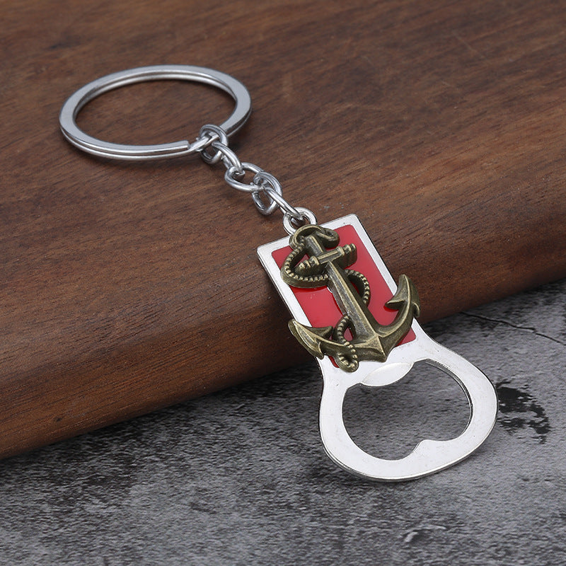 Creative Ship Wheel Bottle Opener Alloy Keychain Gift Accessory