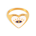 Heart Evil Eye Signet Ring Enamel Titanium Steel Gold Steel view 5