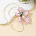 Beaded Pink Flower Charm Pendant with Rhinestone Accents view 3