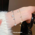 Gold Silver Pearl Flower Charm Chain Bracelets Zircon view 1