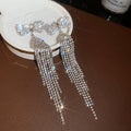 Bow Crystal Tassel Drop Earrings in Three Dramatic Colors view 8